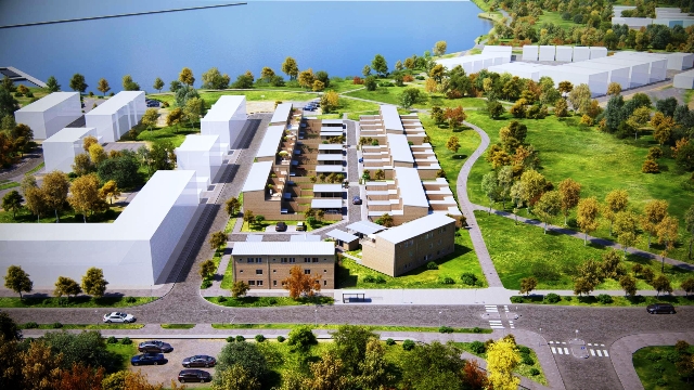 F�rsta spadtaget f�r Brf Skeppsbyggaren � stadsradhus p� Brandholmen 